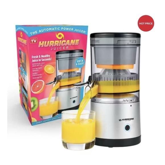 Hurricane Juicer Other - Hurricane Juicer Automatic‎ Power Juicer Cordless Rechargeable 23086 Silver New